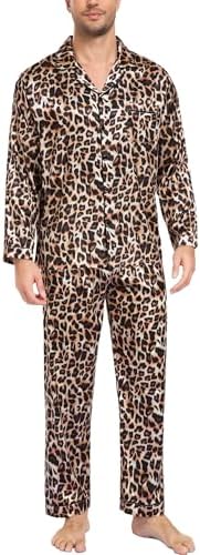 SWOMOG Mens Silk Satin Pajamas Set Long Sleeve Sleepwear Button-Down Pj Two-piece Loungewear with Long Pants S-XXL - Image 4