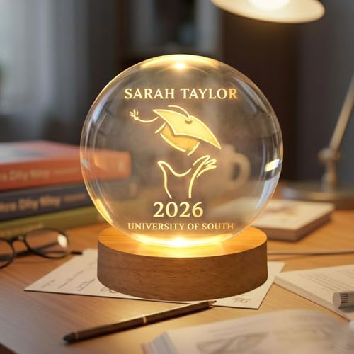 Daty Personalized 3D Graduation Crystal Ball LED Night Light Class of 2026, Laser Engraved Crystal Sphere Keepsake Gift for High School Graduate2 - Image 4