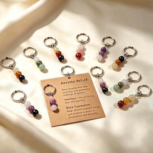 GINAZL Natural Crystals Keychain Gift for New Beginnings, New Beginnings Gifts for Coworker Anxiety Relief Keychain for Women - Image 6