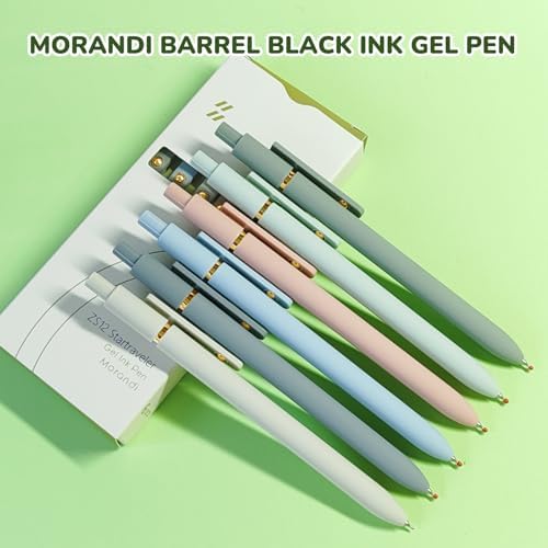 UIXJODO Gel Pens, 6 Pcs Black Ink Pens for Women, 0.5mm Fine Point Smooth Writing Pens, High-End Series Retractable Pens for Journaling Note Taking (6 Pcs Gold Morandi) - Image 6
