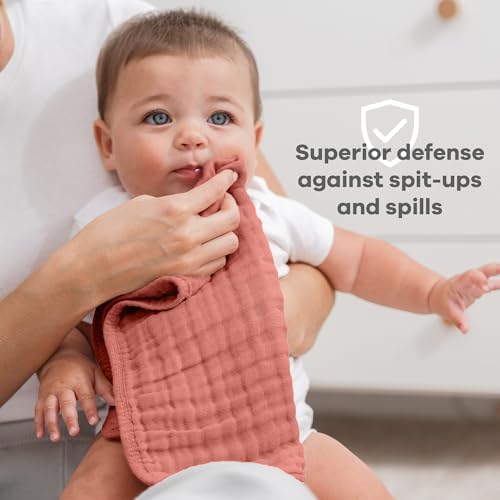 Comfy Cubs Muslin Burp Cloths 20x10" 10 Pack, Baby Burp Cloths - Dusty Rose - Image 4