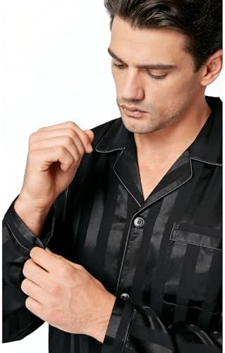 SWOMOG Mens Silk Satin Pajamas Set Long Sleeve Sleepwear Button-Down Pj Two-piece Loungewear with Long Pants S-XXL - Image 2