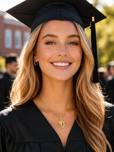 Graduation Gifts for Women, 18K Gold Graduation Initial Necklace A-Z, Inspiring Grad Pendant Necklace Present, College Seniors High School Graduations Jewelry Gifts - Image 5