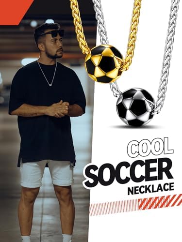 FaithHeart Sports Necklace for Men Women, Stainless Steel Gold Plated 3D Football/Soccer/Basketball/Volleyball Pendant Jewelry with Delicate Gift Packaging - Image 4
