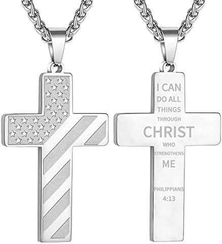 DuoDiner 18+2" Cross Necklace for Men Boys Christian Confirmation Gifts by Duodiner