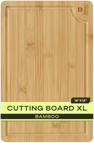 ROYAL CRAFT WOOD Wooden Cutting Boards for Kitchen Meal Prep & Serving - Bamboo Wood Serving Board Set with Deep Juice Groove Side Handles - Charcuterie & Chopping Butcher Block for Meat by ROYALCRAFTWOOD