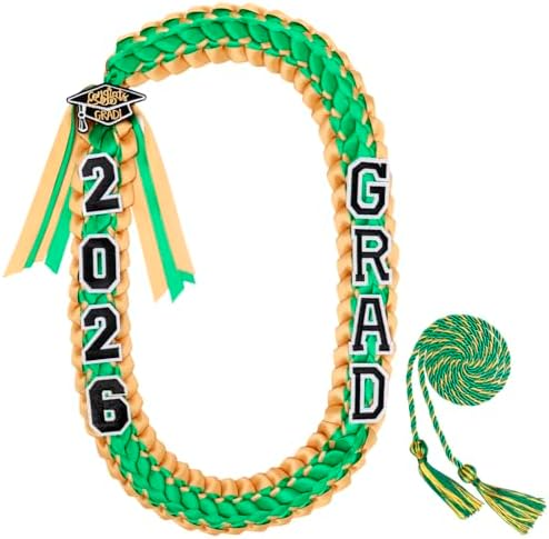 ALKB 2026 Graduation Lei Set - Two-Tone Braided Ribbon with Honor Cord, Unisex Graduation Gift for Graduates, Polyester by ALKB