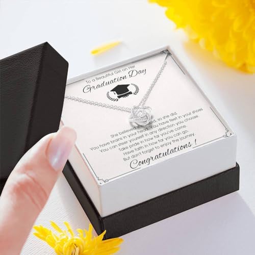 VIRAGIL 2023 Graduation Gifts for Her, Class of 2024 Love Knot Sterling Silver Pendant Necklace Senior College Graduation Jewelry Gifts for Girl Daughter - Image 3