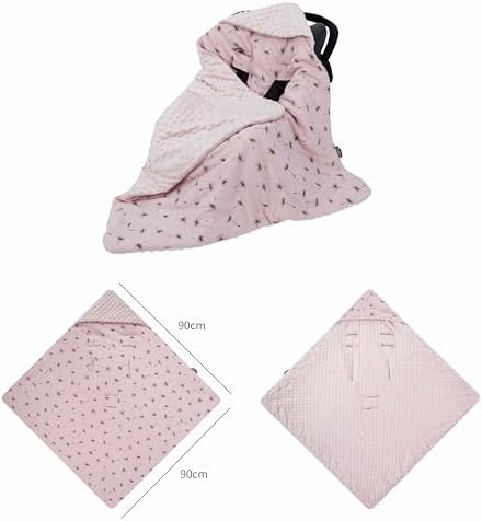 HOUSBAY Baby Blanket Newborn Blanket with Hooded Windproof Go Outside Warm Portable Swaddle Wrap in Basket Baby Safety Seats (Light Pink) - Image 3