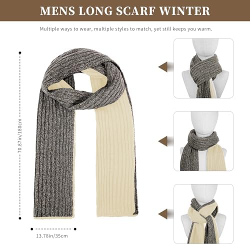 Winter Beanie Hats Long Neck Scarf for Men and Touchscreen Gloves 3PCS Set - Image 5