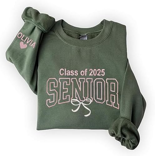 POPPOP Personalized Embroidered Senior Sweatshirt, Class of 2026, Custom Graduation Shirt, School Shirt for Her - Image 4