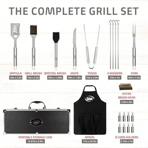 Kaluns Grilling Accessories, Gifts for Men Christmas Grilling Gifts for Dad, Heavy Duty Stainless Steel BBQ Grill Tools Set for Outdoor Grill with Aluminum Case and Apron, Birthday Gifts for Men Dad - Image 2