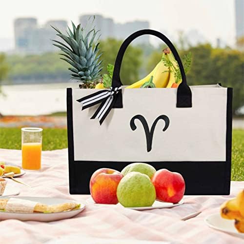 TOPDesign Personalized Initial Canvas Beach Bag, Monogrammed Gift Tote Bag for Women - Image 3
