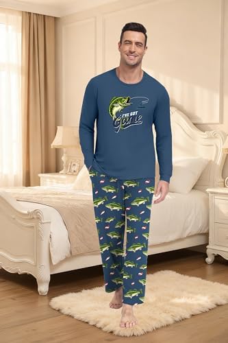 PrinStory Men's Pajama Sets Loungewear Sleepwear Pjs Lightweight Long Sleeve Shirts & Bottoms Soft Comfy Sleep Sets S-2XL - Image 2