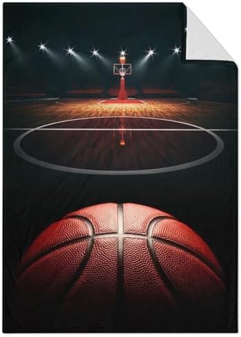 Mercuryelf Basketball Throw Blanket - Soft, Fuzzy & Warm - 30x40 Inches Small Blankets for Lap, Crib - Black Sports Throws Gift for Basketball Lovers by Mercuryelf