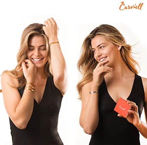 Carviell Bracelets for Women – 100+ Meaningful Engraved Messages – Solid 316L Surgical Stainless Steel Cuff Bracelet – Gift Ready - Image 4