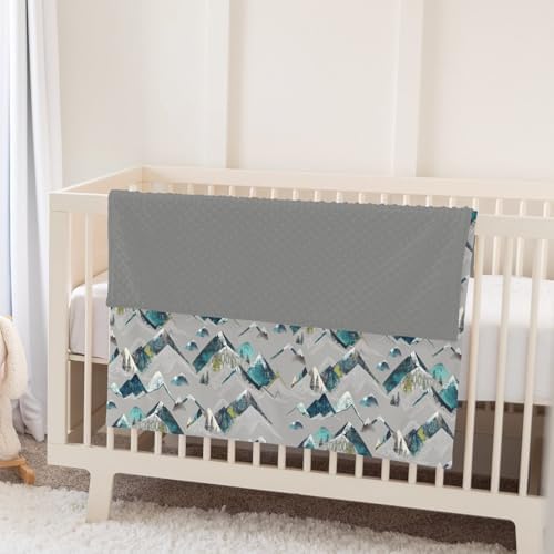 Boho Mountains Baby Blankets for Girl Boy Neutral Mountain Range Hiking Wild Soft Mink Dotted Backing Double Layer Swaddle Receiving Blanket Toddler Nature Adventure Nursery Bed Blanket Crib 30x40 - Image 5