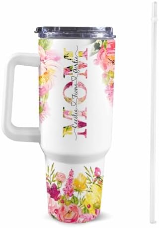 Personalized Mothers Day Birthday Gifts For Mom Grandma, Personalized 40 Oz Tumbler With Handle And Straw, Custom Mom Coffee Tumbler with Kids Names, Mom Gifts From Daughter Son, Grandma Gifts - Image 2