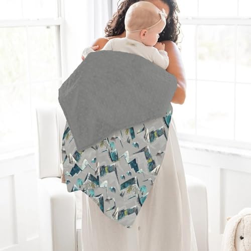 Boho Mountains Baby Blankets for Girl Boy Neutral Mountain Range Hiking Wild Soft Mink Dotted Backing Double Layer Swaddle Receiving Blanket Toddler Nature Adventure Nursery Bed Blanket Crib 30x40 - Image 4