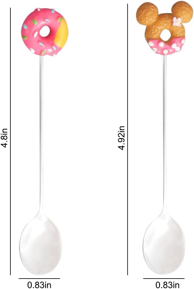 8PCS Stainless Steel Drink Spoon Set-Reusable Teaspoons for Cocktail, Coffee, Juice,Wine, Milk, Tea. Donut Shape Dessert Spoon