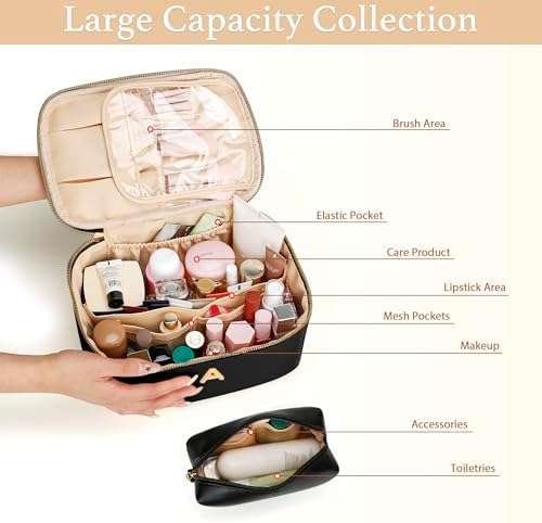 Personalized Initial Travel Makeup Toiletry Bag Gifts for Women - Image 3