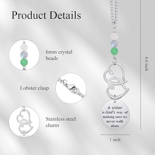 Sister Gifts, Rear View Mirror Accessories Crystal Charm Car Decor - Image 6