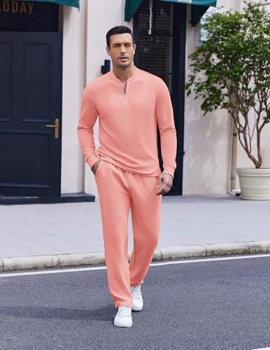 COOFANDY Men's 2 Piece Tracksuit Set Polo Athletic Sweatsuit Quarter Zip Jogging Long Sleeve Casual Sports Outfits - Image 2