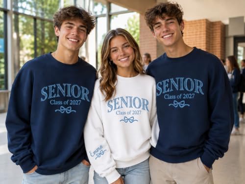 Love Signal Custom Embroidered Senior 2027 Sweatshirt, Personalized Class of 2027 Sweatshirt, Graduation Hoodie for Him Her - Image 5