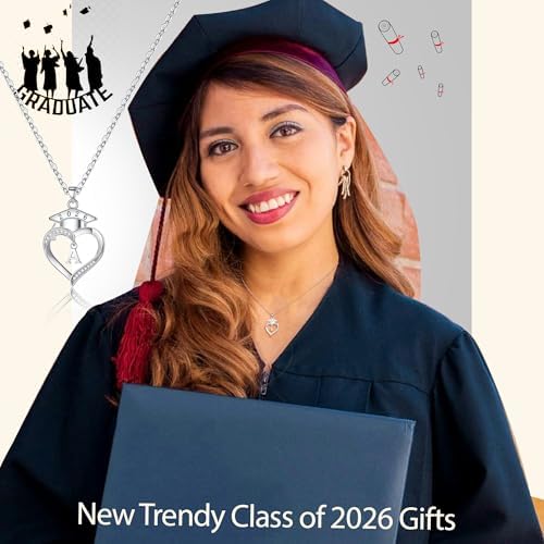 Graduation Gifts, Graduation Gift for Her Initial Necklaces for Women Class of 2026 Gifts Letter A - Z High Shool Senior Master Degree Graduate Necklace for Daughter Sister Granddaughter Girlfriend - Image 2