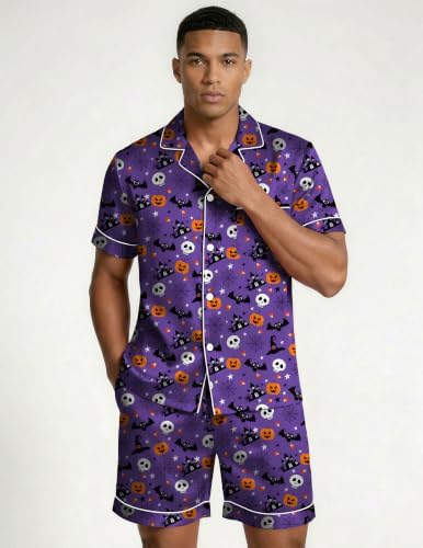 Ekouaer Mens Silk Satin Pajamas Set Short Sleeve Button Up Lounge Pjs Set - Image 4