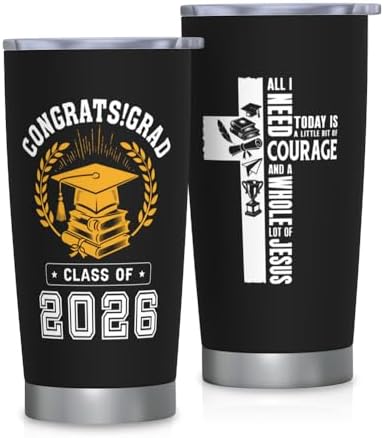 Graduation Gifts Tumbler 20oz, Class of 2026 Graduation Gifts for Women Men Coffee Cup, College/Masters Degree/PHD Degree/High School Graduation's Gift for Her Him Stainless Steel Mugs by Unknown