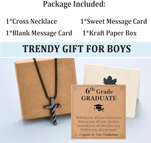 5th,6th,8th Graduation Gifts for Boys Class of 2026 Cross Necklace Middle High School College Phd Grad Graduate Gift Ideas - Image 6