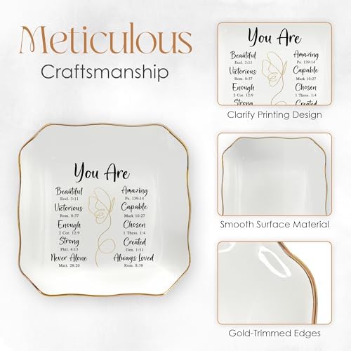 OASSIE Christian Gifts for Women - You Are 4"x4" Ceramic Jewelry Dish Tray - Image 4