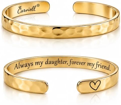 Carviell Bracelets for Women – 100+ Meaningful Engraved Messages – Solid 316L Surgical Stainless Steel Cuff Bracelet – Gift Ready by Carviell