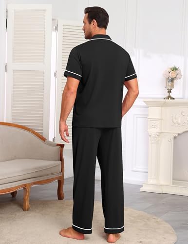 Ekouaer Men's Cotton Pajama Set Short Sleeve Button Down Sleepwear Pjs - Image 6