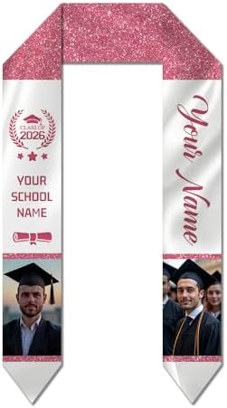 Dicodes Custom Graduation Stole Class of 2026 Personalized Graduation Sash Graduation Gift and Keepsake with Photo Text by Dicodes