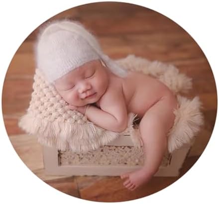 Newborn Photography Layer Props Baby Photoshoots Blanket Photo Posing Rug Basket Filler Stuffer Macrame (Beige B) - Image 3
