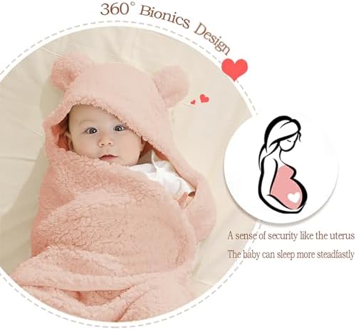 Nunibum Baby Swaddle Blanket Boys Girls Cute Bear Plush Essential Receiving Blanket Ultra-Soft Newborn Registry Sleeping Wraps for Infant 0-6 Months - Pink - Image 4