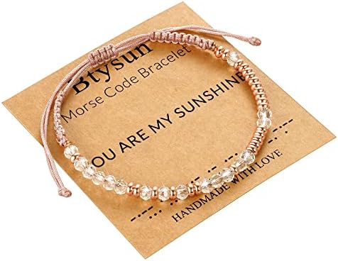 Morse Code Bracelets for Women Mothers Day Gifts 2026 Graduation Gifts Mom Birthday Gift Pink Braided Bracelets Teen Trendy Stuff Inspirational Best Friend Birthday Gifts for Daughter Girlfriend Christmas Stocking Stuffers Jewelry by BTYSUN