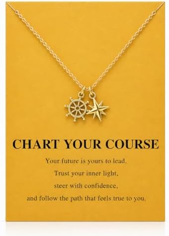 Zealmer Dainty 18K Gold Plated Compass World Map Pendant Necklace Graduation Gift for Friends by Zealmer-RefinedforDistinction