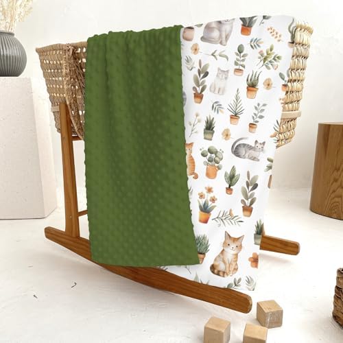 Watercolor Cats Tropical Houseplants Baby Blankets for Girl Boy Boho Neutral Kittens Soft Mink Dotted Backing Double Layer Swaddle Blanket for Toddler Nursery Cat Lover Gift Bed Blanket Crib 30x40 - Image 6