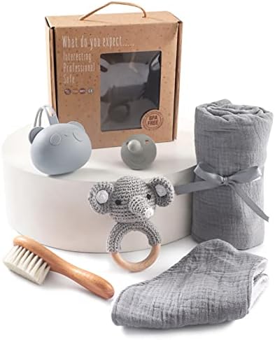 Baby Gift Set for Newborn New Baby Gift Set - Newborn Baby Essentials Baby Bath Set with Baby Blanket Baby Rattle - New Born Baby Girls Gift & Baby Boy Gifts for Baby Shower by EERKEOD