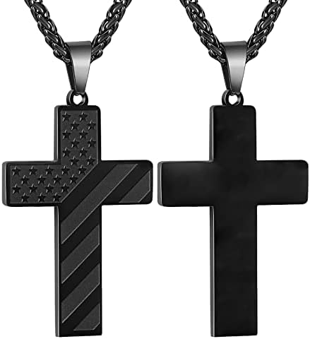 DuoDiner 18+2" Cross Necklace for Men Boys Christian Confirmation Gifts by Duodiner
