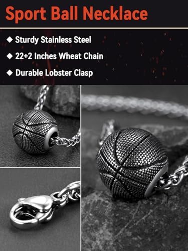 FaithHeart Sports Necklace for Men Women, Stainless Steel Gold Plated 3D Football/Soccer/Basketball/Volleyball Pendant Jewelry with Delicate Gift Packaging - Image 5