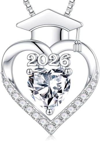 Turandoss Graduation Necklace for Women Her 2026-14K White Gold Plated Dainty Pendant Created Birthstone Necklaces for Women Her Mom Daughter, Small Simple Jewelry Gifts by TurandossJewelry