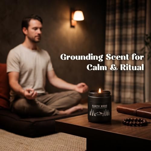 Auelife Santo Wood Scented Candle for Men, 7oz Soy Wax 50-Hour Burn - Image 4