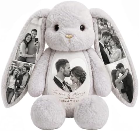 Custom Wedding Photo Bunny Stuffed Animal-Personalized with Picture & Text by Cryphart-CustomGiftExpert