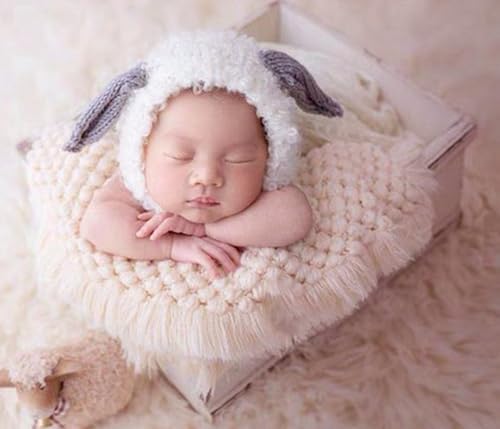 Newborn Photography Layer Props Baby Photoshoots Blanket Photo Posing Rug Basket Filler Stuffer Macrame (Beige B) - Image 5