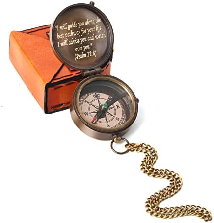 Engraved Compass with Authentic Leather Case, High School Graduation Gift, College Graduation Gift for Him, Religious, Baptism, Birthday Gift for Her for Item - Image 2