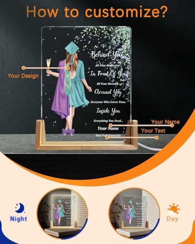 Personalized Name Graduation Gifts Custom Night Light LED Table Lamp Portrait Creator for 2026 University High School Keepsake(Girl A) - Image 2